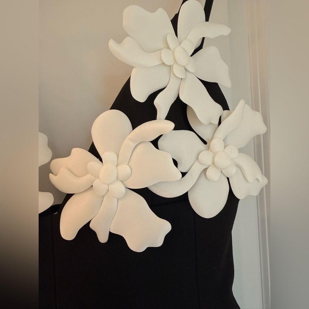 NEW BRONX AND BANCO EMMA MINI Black and White Floral Appliqué Mini Dress - Picture 6 of 10